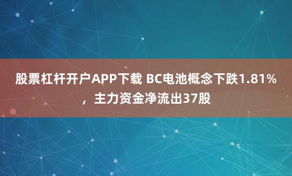 股票杠杆开户APP下载 BC电池概念下跌1.81%，主力资金净流出37股